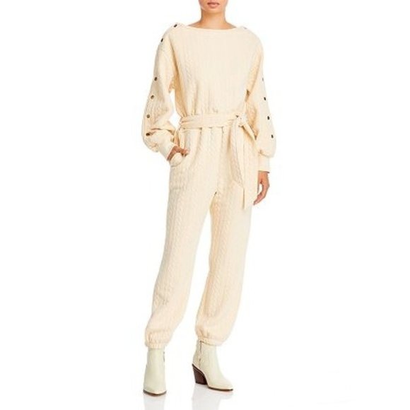 AQUA Holly Cable Knit Jumpsuit in Ivory NWT - Size XS - Picture 1 of 3
